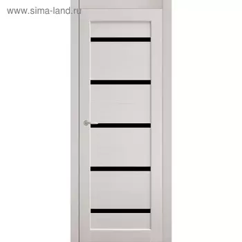 Дверное полотно остекленное Аврора Дуб перламутр, черный лакобель 2000х800