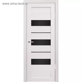 Дверное полотно остекленное Мальта Дуб перламутр, черный лакобель 2000х700