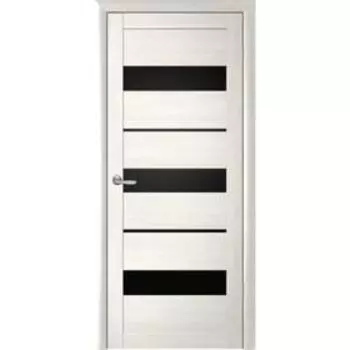 Дверное полотно Прага, белый кипарис, стекло черное, 2000х800