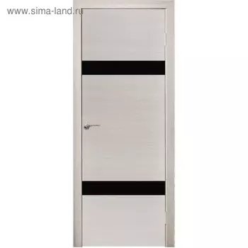 Дверное полотно «Техно 1», 2000 × 800 мм, горизонтальное стекло чёрное, цвет ива