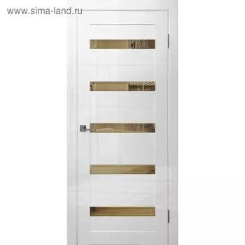 Дверное полотно Venece, 2000 700 мм, стекло зеркало бронза / фацет, цвет белый глянец