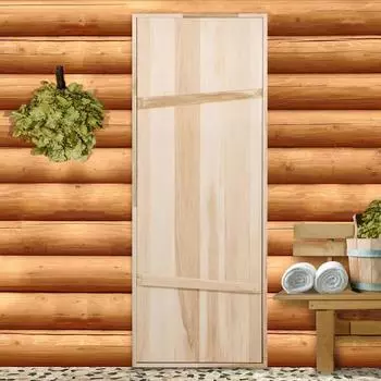 Дверной блок для бани, 19070см, из липы, на клиньях, массив, "Добропаровъ"