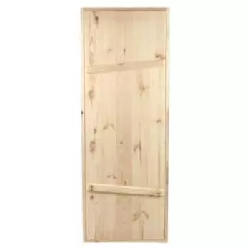 Дверной блок для бани, 190х70 см, из сосны, на клиньях, массив, "Добропаровъ"