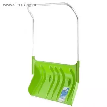 Скрепер пластиковый, размер ковша 53,5 81 см, металлическая планка, алюминиевая рукоятка, на колёсиках, «Сибртех»