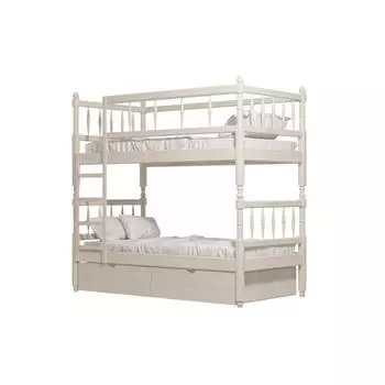 Двухъярусная кровать №2 из массива древесины, 800 × 1900 мм, цвет выбеленный дуб