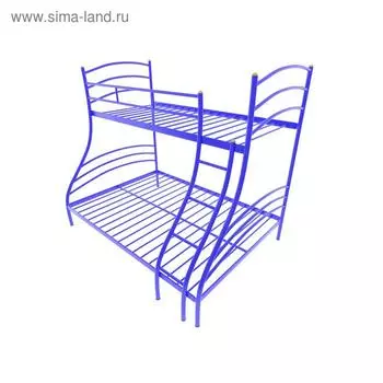 Двухъярусная кровать «Глория», 120 190 см, каркас металл, лестница справа, цвет синий