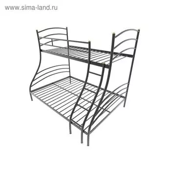 Двухъярусная кровать «Глория», 140 190 см, каркас металл, лестница справа, цвет чёрный