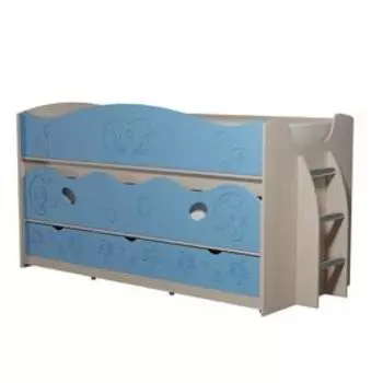 Двухъярусная кровать «Омега 10», ЛДСП / МДФ, цвет млечный дуб / голубое небо
