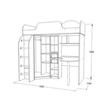 Двухъярусная кровать «Омега 18», 800 × 1900 мм, цвет ясень анкор тёмный / анкор светлый