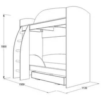 Двухъярусная кровать «Омега 4», 800 × 1900 мм, ЛДСП / МДФ, цвет млечный дуб / фиолетовый