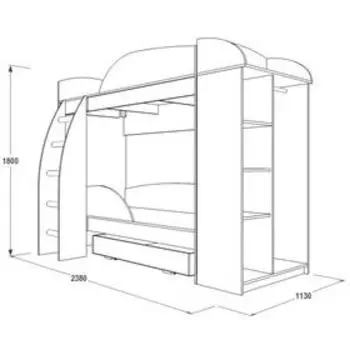 Двухъярусная кровать «Омега 4а», 800 × 1900 мм, ЛДСП / МДФ, цвет млечный дуб / фиолет