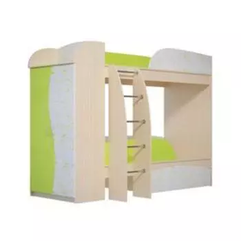 Двухъярусная кровать «Омега 4а», 800 × 1900 мм, ЛДСП / МДФ, цвет млечный дуб / лайм