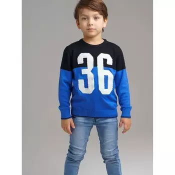 Двухцветный джемпер с аппликацией для мальчика, рост 116 см