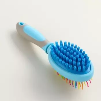 Двусторонняя щётка - расческа с волнистыми зубьями, средняя, 619 см, голубая