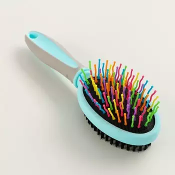 Двусторонняя щётка - расческа с волнистыми зубьями, средняя, 619 см, мятная