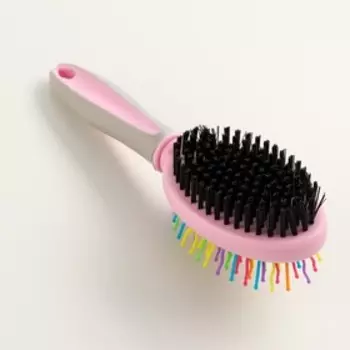 Двусторонняя щётка - расческа с волнистыми зубьями, средняя, 619 см, розовая