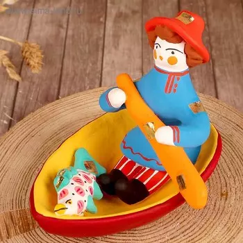 Дымковская игрушка «Фигурка: Мужик в лодке», 127.59 см