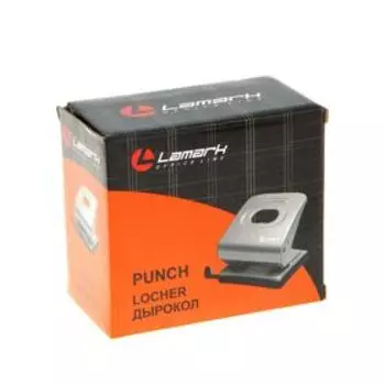 Дырокол с линейкой 30 листов, Lamark Mettallic, синий