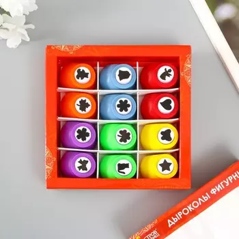 Дыроколы фигурные, НАБОР 12 видов, диаметр вырубки 16 мм