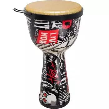 Джембе TERRIS DPC-10 PUNK- пластик, 10"(25см)-20"(50см), черный с рисунком