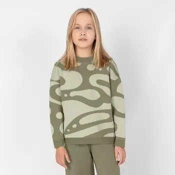 Джемпер для девочек, рост 116 см, цвет оливковый