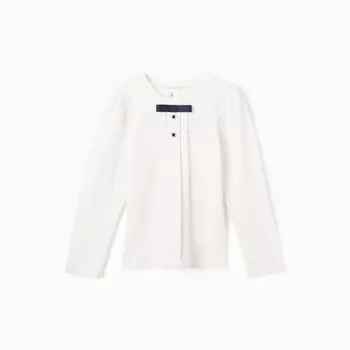 Джемпер для девочки школьный, цвет молочный, рост 116 см