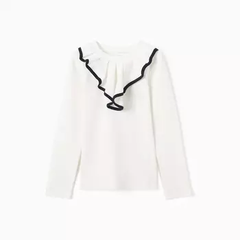 Джемпер для девочки школьный, цвет молочный, рост 128 см