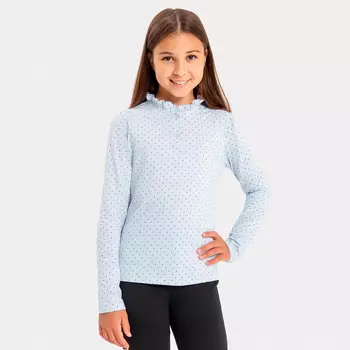 Джемпер для девочки школьный, цвет нежно-голубой/горошек, рост 140 см