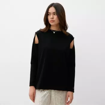 Лонгслив с открытыми плечами размер 42 черный