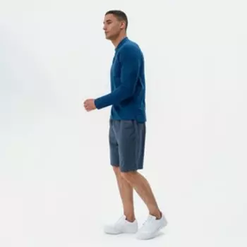 Футболка поло с длинным рукавом мужская MINAKU синяя, р-р 54