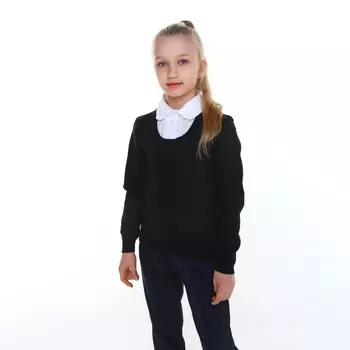 Джемпер-обманка для девочки, цвет чёрный, рост 152-158см