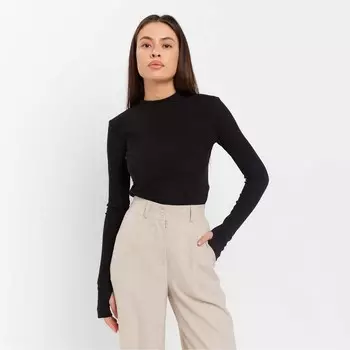 Лонгслив с декоративным швом женский MIST, размер 48, чёрный