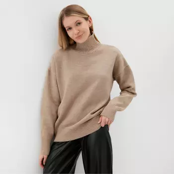Джемпер вязаный женский MINAKU: Knitwear collection, бежевый, размер 50-52