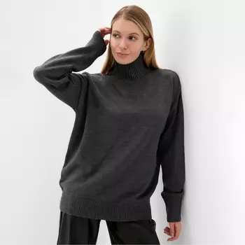 Джемпер вязаный женский MINAKU: Knitwear collection, антрацит, размер 50-52