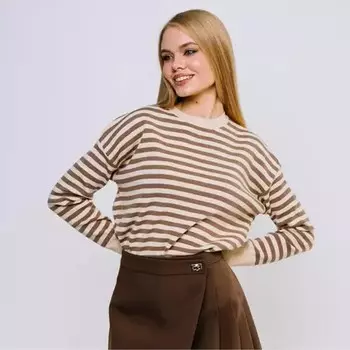 Джемпер женский DommoD, коричневый, молочный, размер 46-50