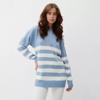 Джемпер женский MINAKU: Casual collection, экрю, синий, размер 50