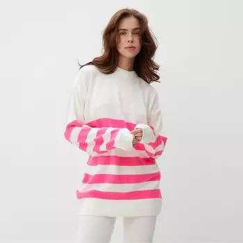Джемпер женский MINAKU: Casual collection, экрю, фуксия, размер 46