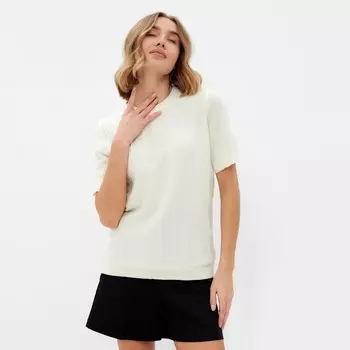 Футболка женская MINAKU: Knitwear collection, экрю, размер 42
