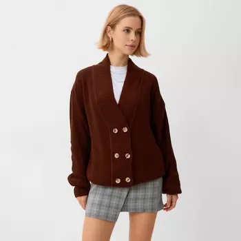 Кардиган на пуговицах женский MINAKU: Casual Collection, шоколад, размер 44