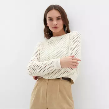Джемпер сетка женский MIST Knitwear, размер L, молочный