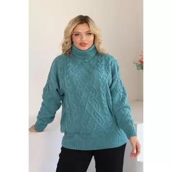 Джемпер женский, размер 52, цвет бирюзовый