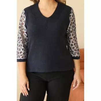 Джемпер женский, размер 62, цвет тёмно-синий