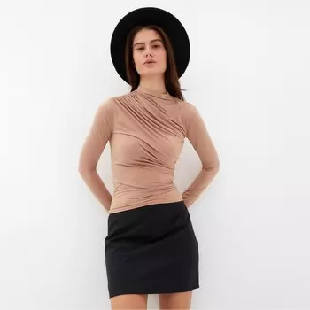 Лонгслив с драпировкой женский MIST: Classic Collection, размер 46, бежевый