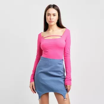 Лонгслив с вырезом женский MIST, размер 40-42, розовый