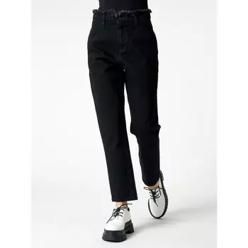 Джинсы прямого кроя женские с высокой талией чёрного цвета, размер 46-48