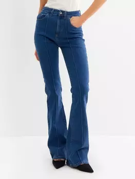 Джинсы женские клёш со стрелкой MINAKU: Jeans Collection, размер 44, синие
