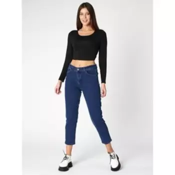 Джинсы женские прямые с высокой талией тёмно-синего цвета, размер 52