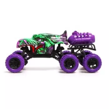 Машинка на пульте управления MONSTER, 1:16, эффект дыма, световые эффекты, работает от аккумулятора, цвет зелёный