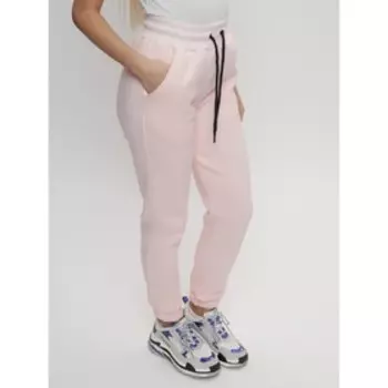 Джоггеры женские на флисе зимние светло-розового цвета, размер 46-48