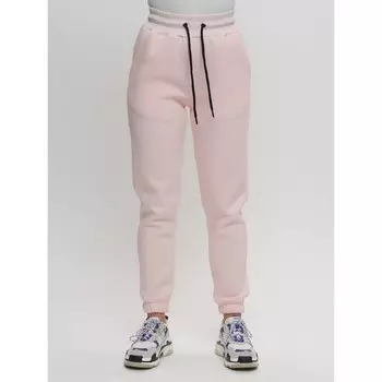 Джоггеры женские на флисе зимние светло-розового цвета, размер 48-50